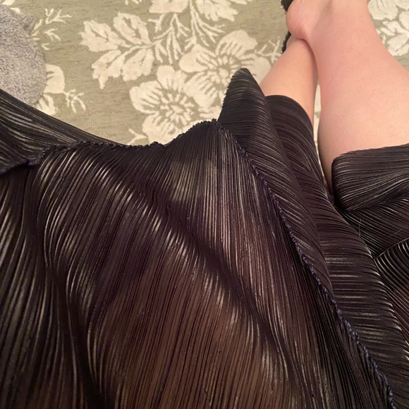 Issey Miyake Fete Y2K vintage sheer textured Black midi Dress 45091 - Picture 4 of 13